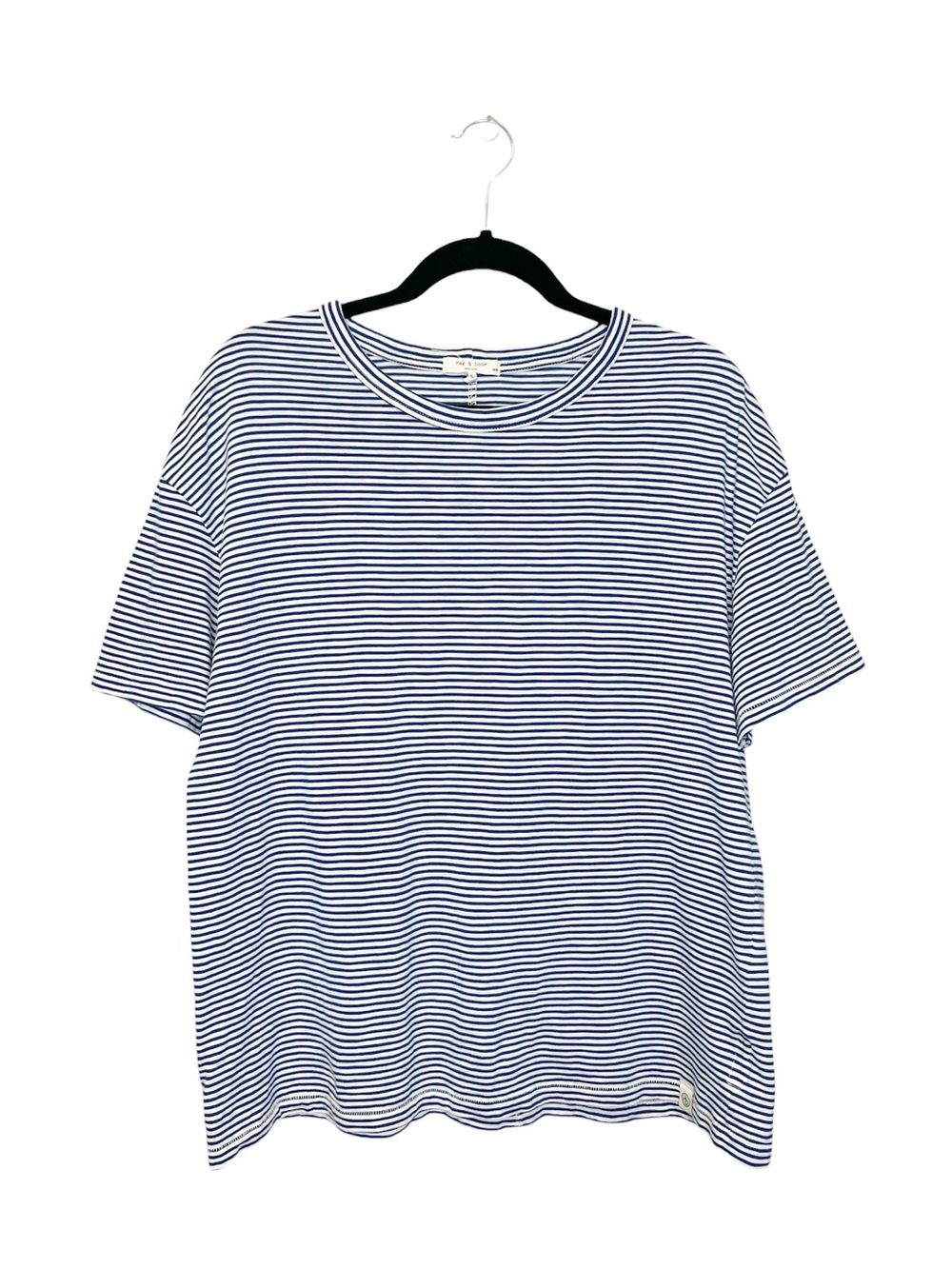 RAG & BONE Oversized Boyfriend Striped 100% Cotton Coastal Nautical Tee